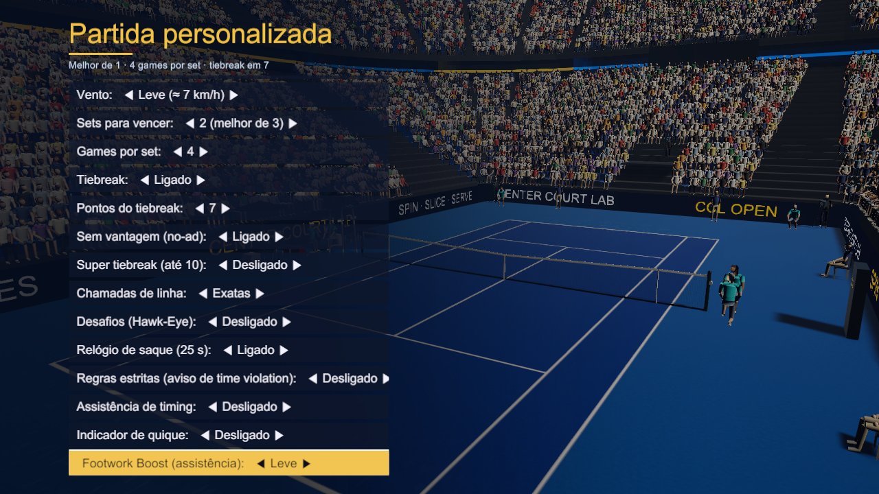 Menu de partida personalizada do protótipo