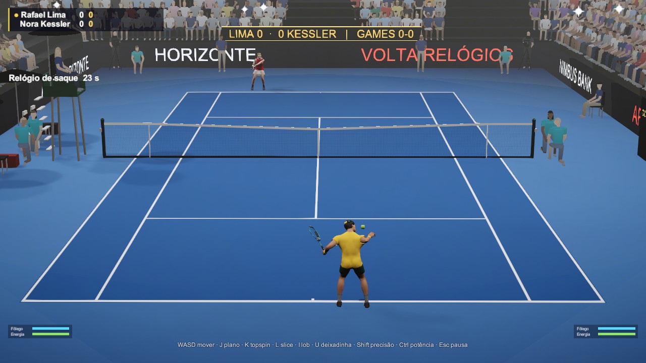 Partida do protótipo CenterCourt em quadra dura à noite